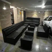 مبل کافه و گیم نت ۱۲ نفره با میز و شیشه کامل