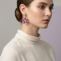 گوشواره مولتی رنگ ثابت ضد حساسیت ۴