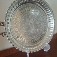 سینی گرد گوشواره دار ،پایه دار مس زنجان
