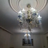 ۲عددلوستر ۵شاخه برنج دوبل با لاله و لامپ سالم