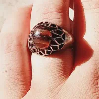 انگشتر رنگ ثابت استیل نگین  عقیق دار