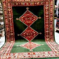 سه متری قشقایی سبز سه ترنج قشقایی گل ابریشم قالیچه|فرش|تهران, حر|دیوار