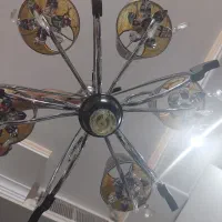 لوستر ۵ شعله استیل و چوب