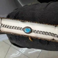 دستبند نقره ۹۲۵ با سنگ فیروزه نیشابورس