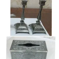 یک جفت جاشمعی و جادستمالی پیوتر قدیمی نفیس و اصل