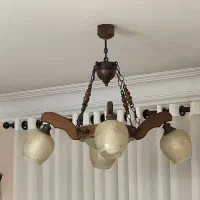 دو عدد لوسترچوبی ۴شاخ ویک عدد تک شاخ و آباژور ست|لوستر و چراغ آویز|رشت, گلسار|دیوار