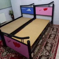 دوعددتخت یک نفره،فلزوام دی اف،کاملامرتب وتمیز