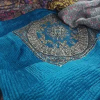 لحاف کرسی دست دوز مدل سبحان فیروزه‌ای با لوازمات|رختخواب، بالش، پتو|تهران, یافت آباد جنوبی|دیوار