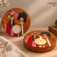 جا شمعی چوبی با چوب ترموود