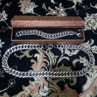 گردنبند و دستبند ست کلفت تمام استیل کارتیر