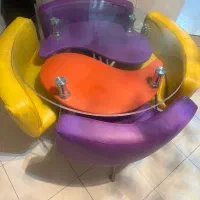 میز غذاخوری چرم و استیل کمجا ۴ نفره و عسلی قهوه ای