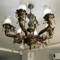 لوستر برنز ۶ شاخه بهمراه ۳ دیوارکوب|لوستر و چراغ آویز|اصفهان, میرعماد|دیوار