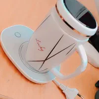 ماگ سرامیکی سفید به همراه گرم کن حرارتی