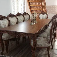 مبل سلطنتی ۷ نفره،همراه نهار خوری ۸نفره وکاور