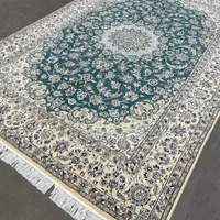 فرش دستباف نایین ۹ لا سبز زیبا جفت ۶ متری|فرش|مشکیندشت, |دیوار