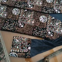 کت و شلوار مخمل سوزن دوزی مشکی