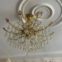 لوستر کریستالی وطلایی ۸شاخه ویک دیواری .