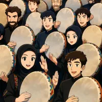 گروه نوازی دف و آماده شدن برای کنسرت