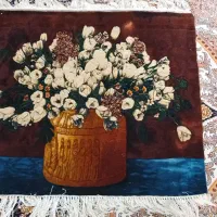 تابلوفرش دستبافت گل و گلدان