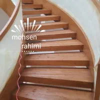 رنگ کاری چوب پله و نرده درب لابی و ورودی
