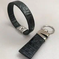 ست دستبند و جاکلیدی چرم طبیعی