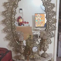 آینه شمعدون وساعت برنز