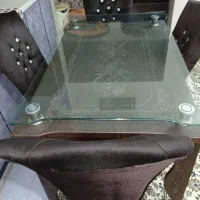 میز غذا خوری پایه شیشه ای