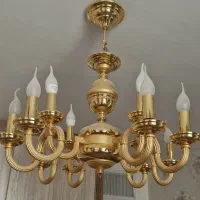 دوعدد لوستر ۱۲شاخه شیک و زیبا رنگ ثابت اب طلا