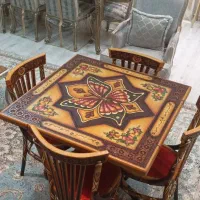 میز ناهارخوری معرق چرم طبیعی