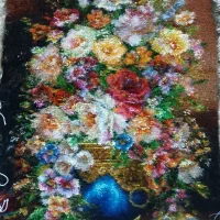 تابلو فرش گل و گلدان