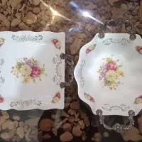 جفت کاسه چینی لوکس white ROSE با دسته پیوتر