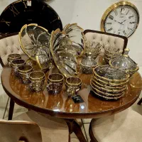 فروش ظروف پذیرایی کریستالی لب طلا