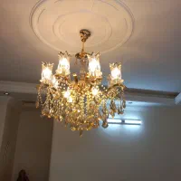 لوستر ۸ شاخه کریستال با آبکاری طلا