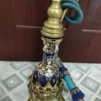 قلیان سلطنتی بزرگ طرح تمام برنج پایه برنج قلیون|کلکسیون اشیاء عتیقه|آفتاب, |دیوار