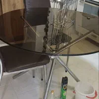 میز نهار خوری ۵ نفر شیشه ای