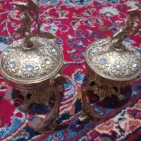 دوعدد قندان برنزی نو با دوعدد قو