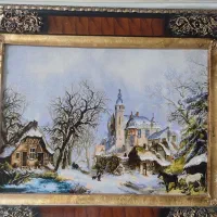 تابلو فرش دستباف زمستان کلیسا