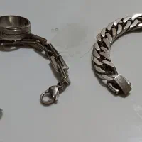 دو دستبند و حلقه تمام استیل