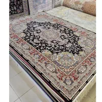 فرش ماشینی کشمیر الدورادو،طرح خطیبی مشکی