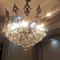 دوعدد لوستر ۱۲ و ۶ شاخه آبکاری برنز