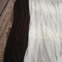یک عدد پرده توری نو با دکوری و پشت پرده