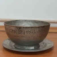 کاسه مسی  بشقاب  مسی  انتیک  عتیقه  کلکسیونی