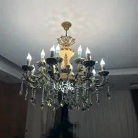لوستر ۱۶شعله کلاسیک لاکچری برنج