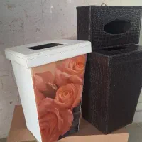 سطل و جا دستمال کاغذی چرم درجه ۱
