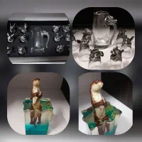 مجسمه پلی رزینی سمور و شات دوازده تایی طرح حیوانات