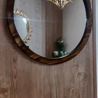 قاب آینه رنگ گردویی قطر ۴۸