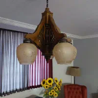 لوستر چوبی ۵ شعله