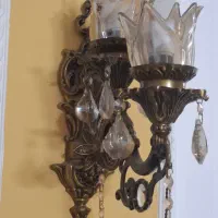لوستر برنجی ۶شاخه ۱۲ شعله با دو عدد کناره در حدنو|لوستر و چراغ آویز|آمل, |دیوار
