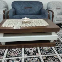 میز وسط مبل و ۳ عدد عسلی ساده فندقی رنگ