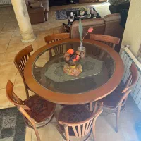 ۶ عدد صندلی لهستانی اصل ۸۰ سال با میز گرد